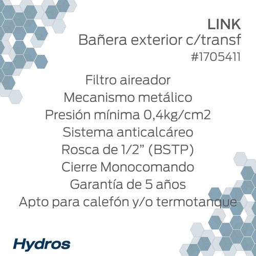 Griferia De Ducha Exterior Hydros Link Monocomando 1705411 2