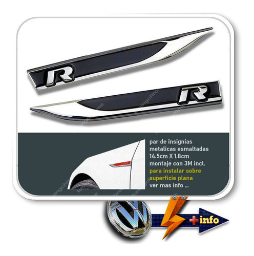 Volkswagen R Black Metal Side Badges for Tuningchrome 2