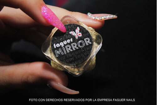 Polvo Efecto Espejo Dorado, Mirror Effect Nails Faguer 1