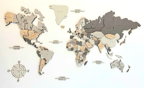 Unique 3D Wooden World Map 2.1m x 1.2m 9