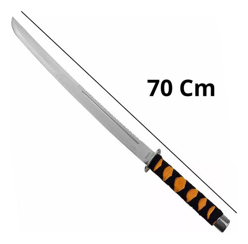 Espada Samurai Katana 70cm Com Fio Corte + Bainha Couro Zoro 2