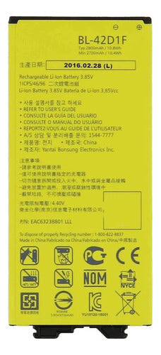 LG Bata Para G5 H850 H820 2800mah Bl-42d1f 100% Original 2