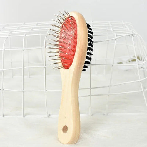Double Brush for Dog Cat Wood Protected Tips 23cm 1