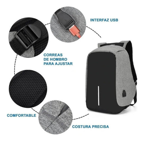 Reinforced Anti-Theft USB Backpack with Multiple Pockets 3