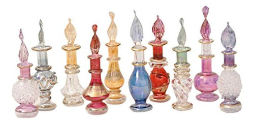 CraftsofEgypt Genie Miniature Perfume Bottles in Blown Glass - Set of 10 0