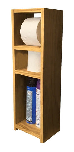 Sajo Rustic Wooden Toilet Paper Holder with 2 Shelves 0