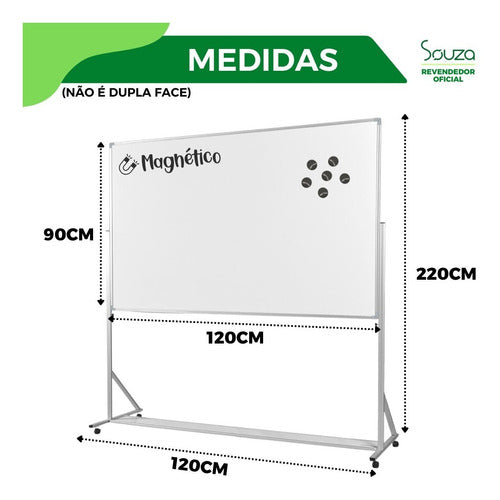 Quadro Branco Magnético 120x90 Cavalete Regulável Com Roda 1