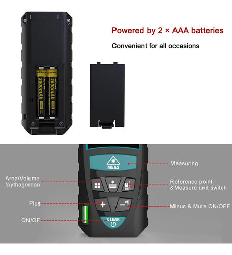 Medidor Laser Distancia 50mt 2 Niveles Telemetro Area Y Vol. 5