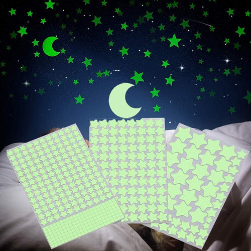 FINDUAT 453 Glow in the Dark Stickers, Stars and Moons 0