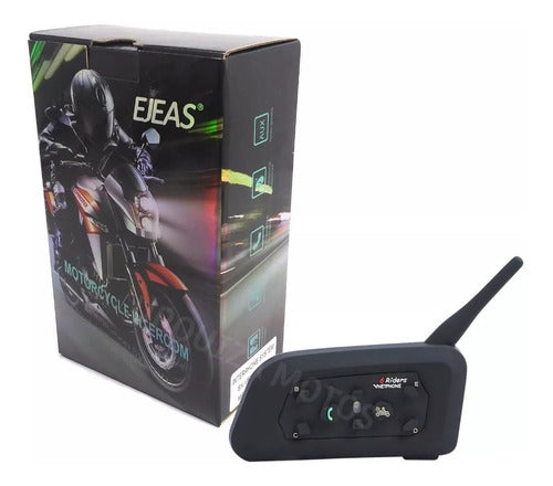 Ejeas Intercomunicador Moto Bluetooth Casco V6 1200 Mts X 1 0