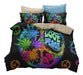 Suncloris Psychedelic Rainbow Black Peace Sign Bedding Set 0