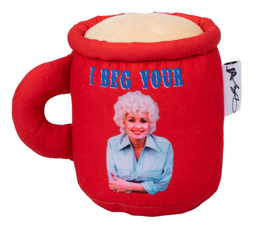 Doggy Parton Red Plush Coffee Cup Toy for Pets 0