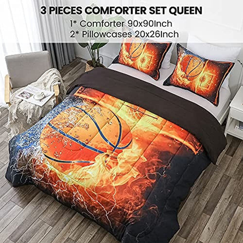 Litanika Basketball Comforter Queen (90x90in), 3 Pieces 1