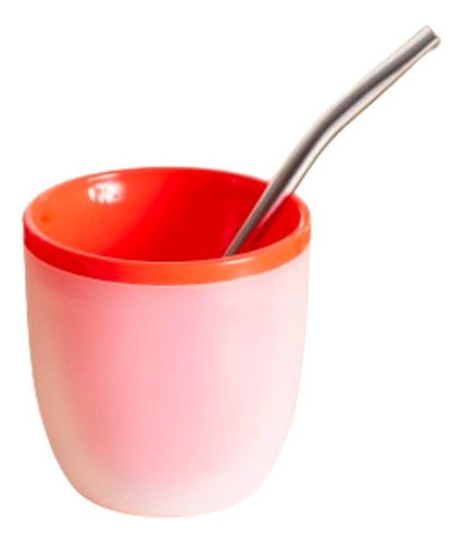Set of 2 Red Mate Cups with Straw 0