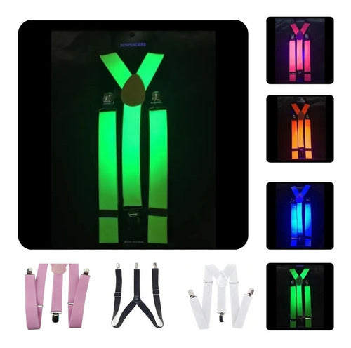Fluorescent Glow-in-the-Dark Suspenders with UV Light - Party Costume Accessory 4