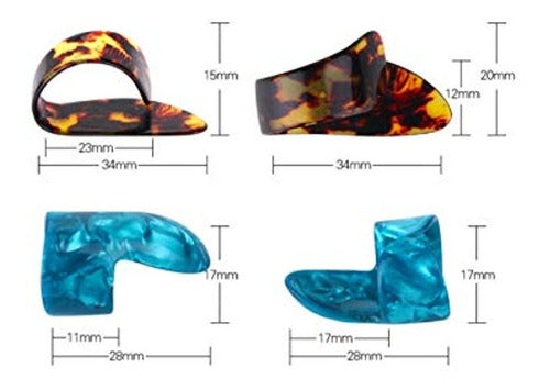 Púas De Celuloide Para Pulgar Y Dedo 3 Pares Con Estuche De 1