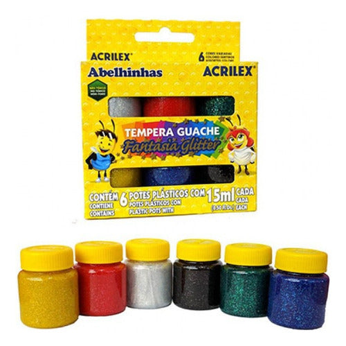 Tempera Acrilex Glitter Brillantina X6 Serviciopapelero 0