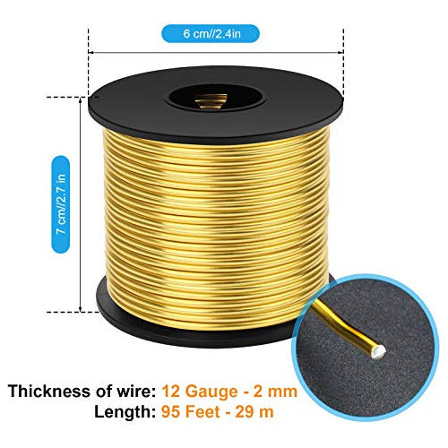 Luxiv Aluminum Craft Wire - 2mm x 29m, Gold 1