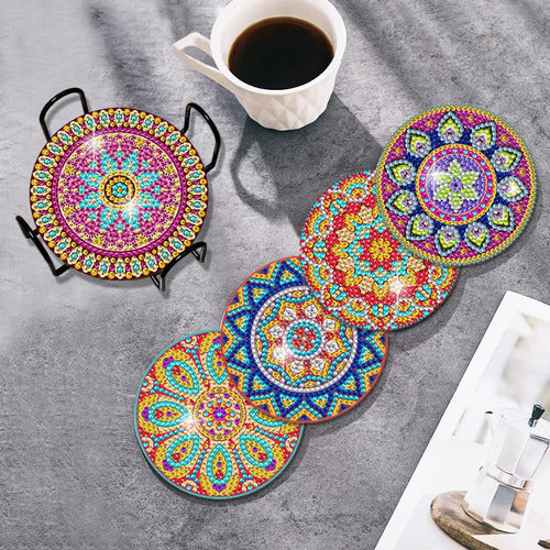 Vcekract Diamond Painting Coasters, 6 Pcs Mandala Diamond Art Coasters With Holder 1