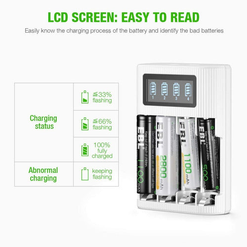 EBL Smart USB Battery Charger AA AAA LCD 1