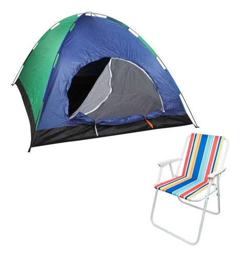 Carpa Camping Iglu Para 6 Personas + Silla Plegable Playera 0