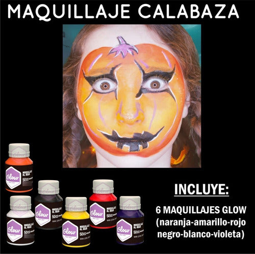 Kit Maquillaje Calabaza Personaje 6 Glow Halloween 1