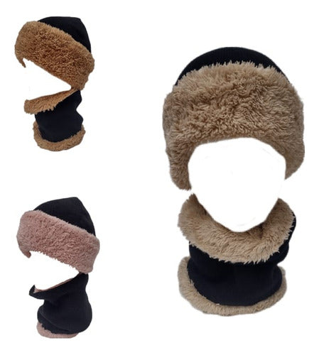 Wool Hat + Scarf Set with Sheepskin Interior x5uds Assorted 0