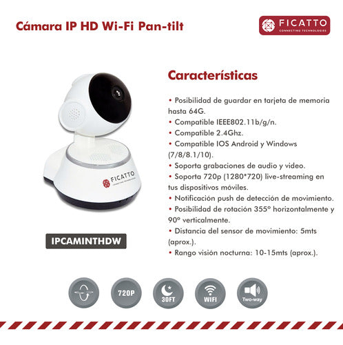 Ficatto Kit X2 Security IP Cameras Indoor HD Motorized with Audio 1