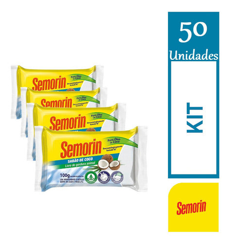 Kit 50 Semorin Barra De Sabão De Coco Tradicional 100g Cada 0