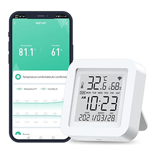 Sensor Temperatura Humedad Inteligente Wifi Monitor Lcd 0