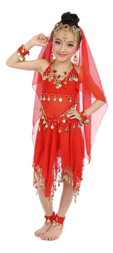 Girls Belly Dance Costume Set with Gold Coins 8