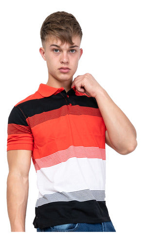 Men's Premium Imported Striped Cotton Polo Shirt in Special Sizes 18