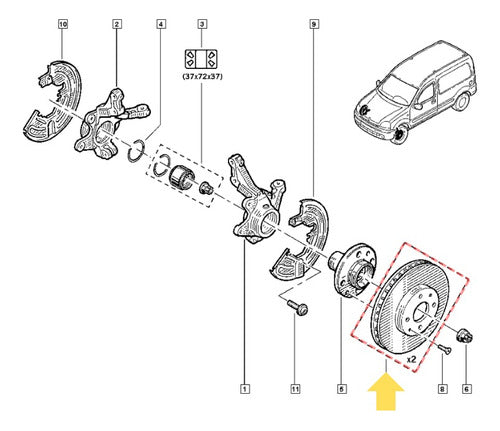 Juego X2 Disco Freno Renault Kangoo Alternativo 1