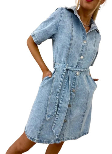 Que Bardo Brigitte Denim Dress with Belt 0