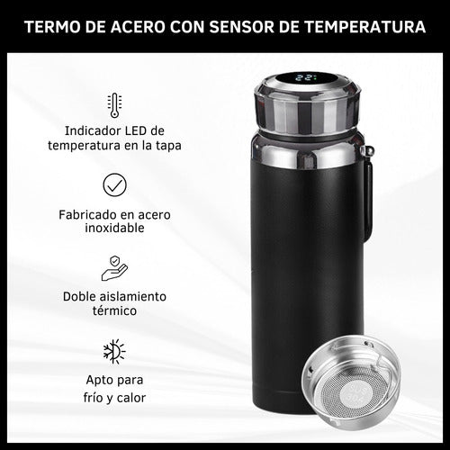 Stainless Steel 1 Liter Thermos Bottle with LED Display Temperature and Filter 11