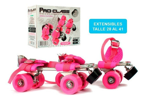 Pro Class Extendable Roller Skates Pink Size 28 to 41 + Boot Covers Size 35 to 41 1