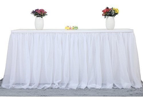 Nssonben White Tulle Table Skirt 9 Feet Tutu Table Skirts 1