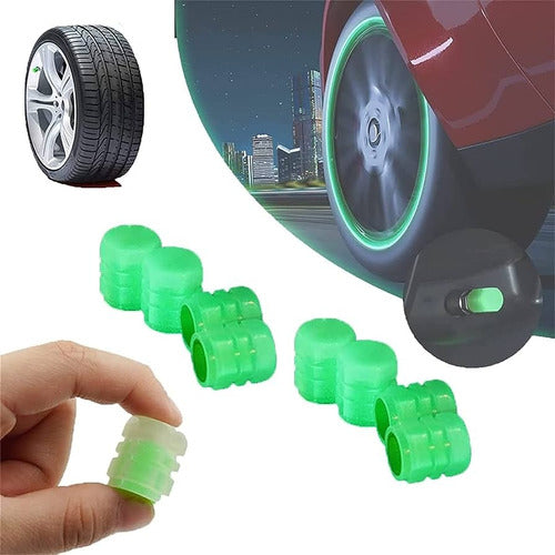 Siddro Fluorescent Valve Caps Set - Stylish Wheels 0