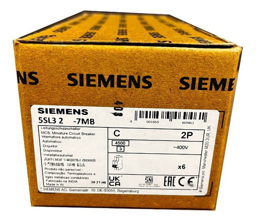 Kit Llave Termica Termomagnetica Bipolar 6a Siemens X6 Uds 0