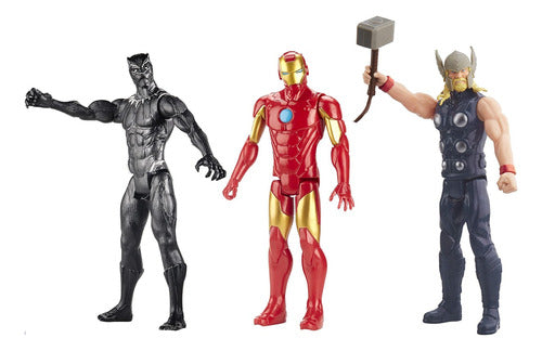 Hasbro Marvel Avengers Titan Hero Series - Set of 3 Action Figures: Black Panther, Iron Man, Thor 0