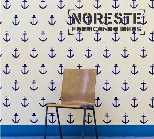 Noreste Ideas Stencil Anclas Pared Telas Deco 50x60 Ntc707 Nautica 0