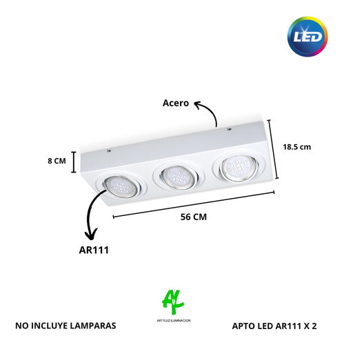 San Justo Iluminación Lampara Plafon 3 Luces Ar111 Blanco Techo Living Moderno Gam 1