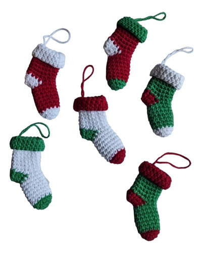 Christmas Tree Sock Ornaments Set of 6 - Holiday Colors 0