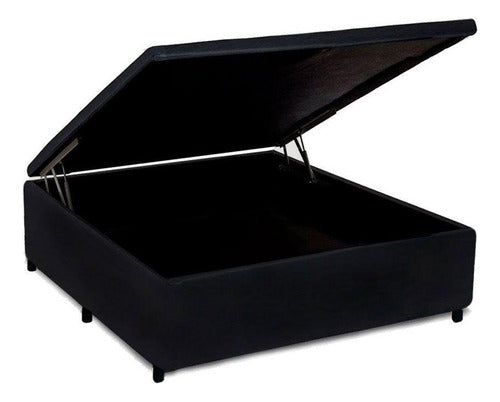 Cama Box Baú Casal Suede Preto (138x35)costa Rica 0