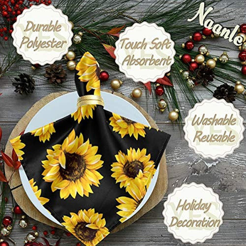 Naanle Sunflower Cloth Napkins Set of 4 1