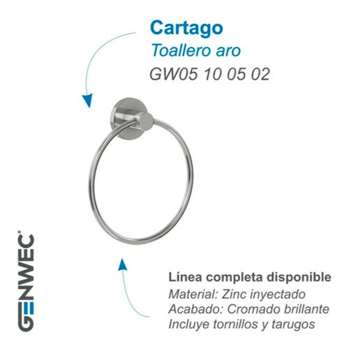 Genwec Toallero Aro Accesorios Genebre Cartago Cromo 1