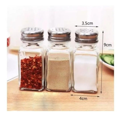 Square Glass Salt Shaker with Stainless Steel Lid 2
