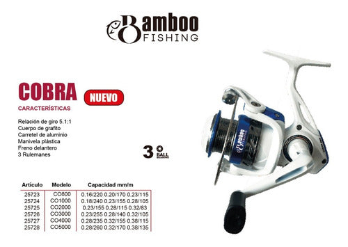 Bamboo Cobra 4000 Front Drag Reel with 3 Bearings 1