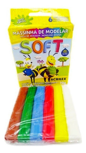 Masa Soft 6 Colores En Barra X 90gr Acrilex - Del Tomate 1