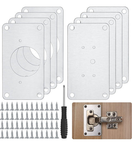 Hexinyigjly 8 Pcs Cabinet Hinges Repair Plates + Screws 0